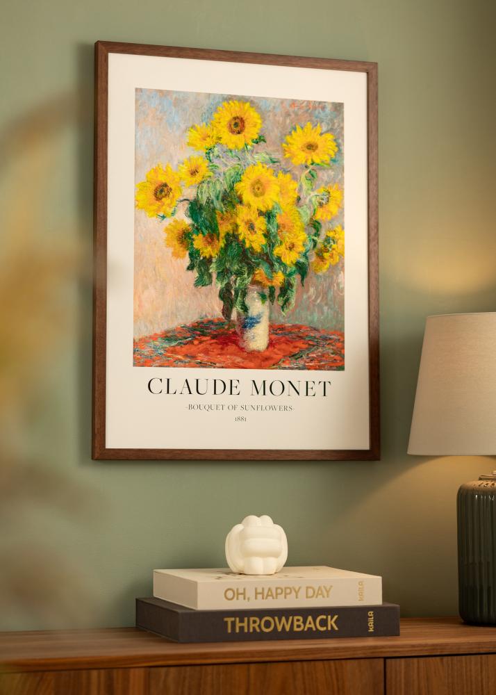 Cornice Hermes Teak 60x90 cm - passe-partout Bianco 50x75 cm