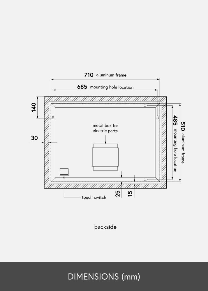 KAILA Specchio Wide LED 60x80 cm