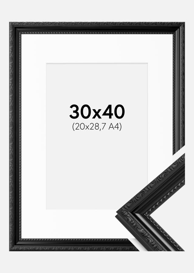 Cornice Abisko Nero 30x40 cm - Passe-partout Bianco 21x29,7 cm (A4)