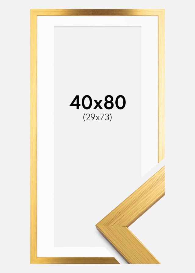 Cornice Gold Wood 40x80 cm - Passe-partout Bianco 30x74 cm