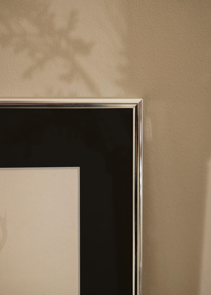 Cornice Alluminio Finitura brillante Argento 70x100 - Passe-partout Nero 62x85