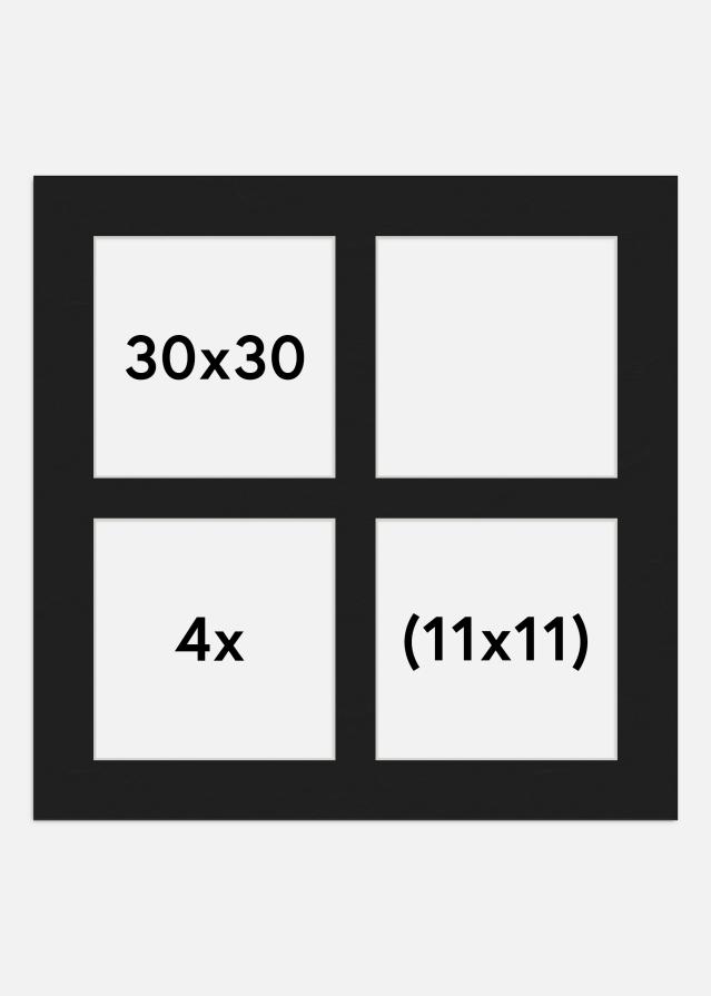 Passe-partout Nero 30x30 cm - Collage 4 Immagini (11x11 cm)