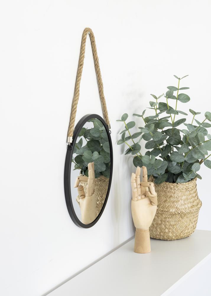 KAILA Rotondo Specchio Rope - Nero 30 cm Ø