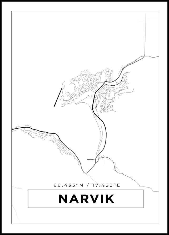 Mappa - Narvik - Poster bianco