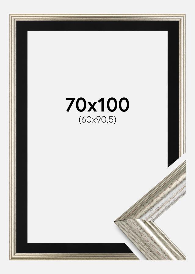 Cornice Västkusten Argento 70x100 cm - Passe-partout Nero 61x91,5 cm