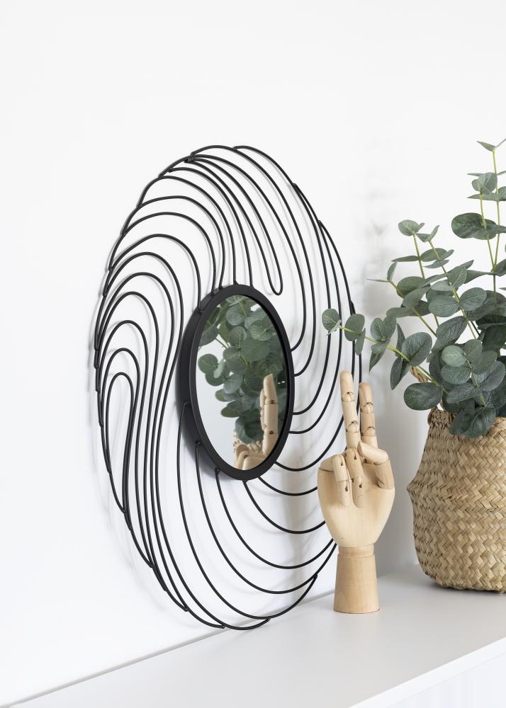 KAILA Specchio cad.orm - Nero 50 cm Ø