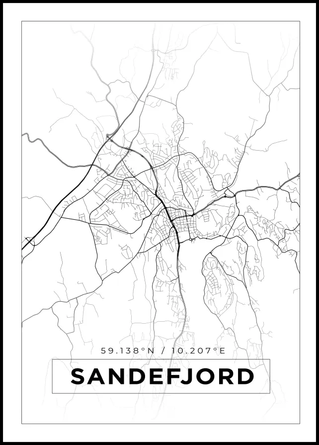Mappa - Sandefjord - Poster bianco
