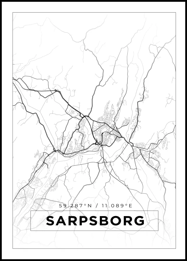 Mappa - Sarpsborg - Poster bianco