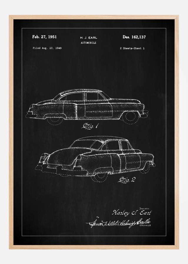 Disegni di brevetti - Cadillac I - Nero Poster