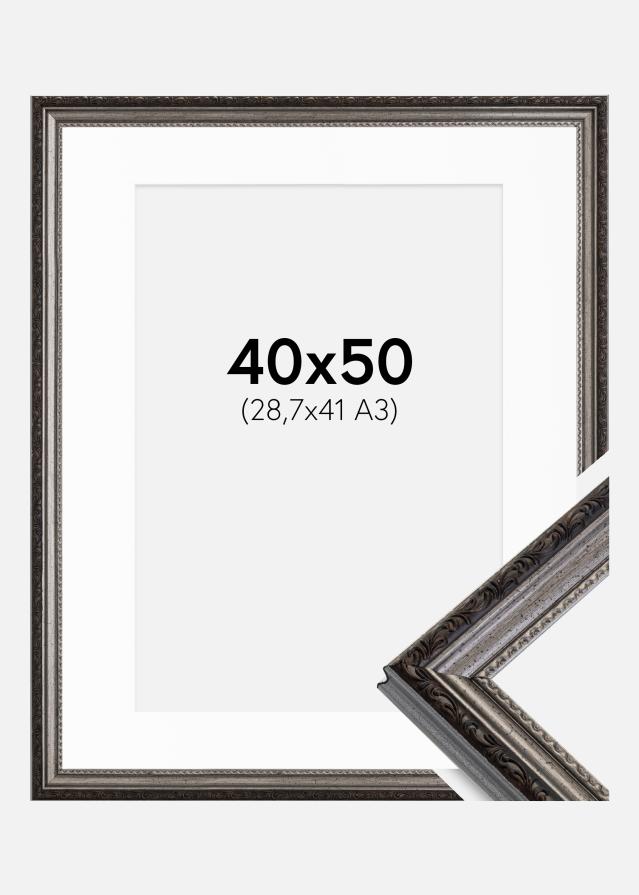 Cornice Abisko Argento 40x50 cm - Passe-partout Bianco 29,7x42 cm (A3)