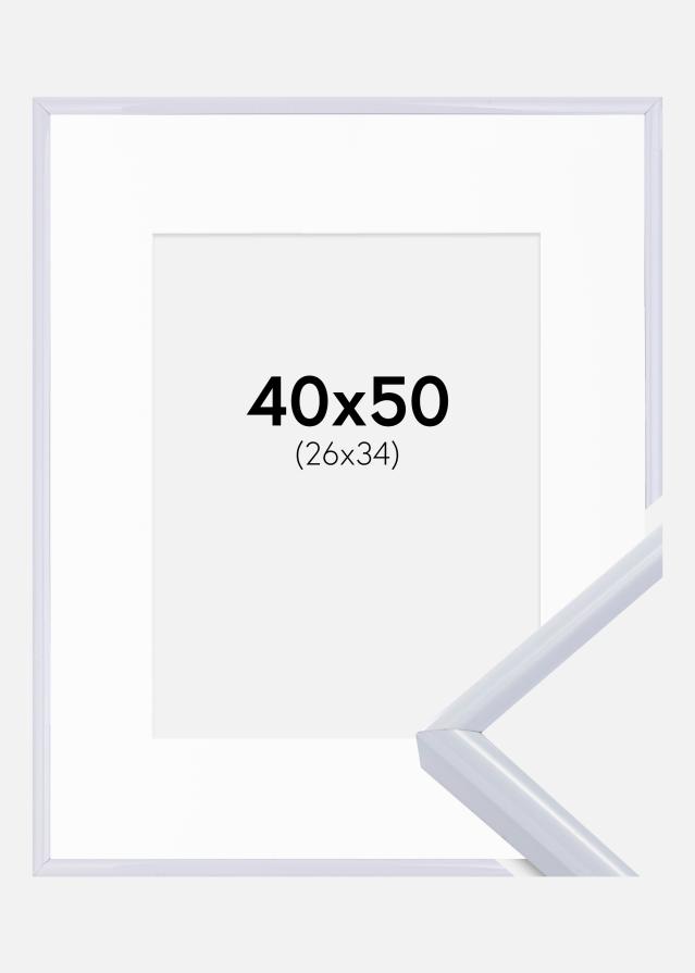 Cornice Victoria Bianco 40x50 cm - Passe-partout Bianco 27x35 cm