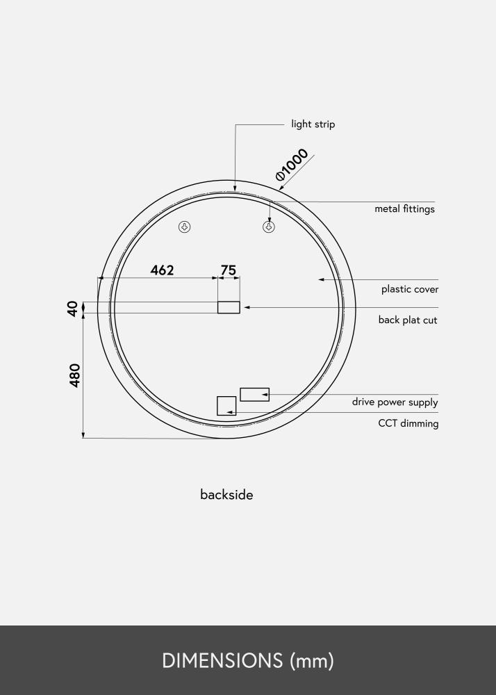 KAILA Specchio LED 100 cm Ø