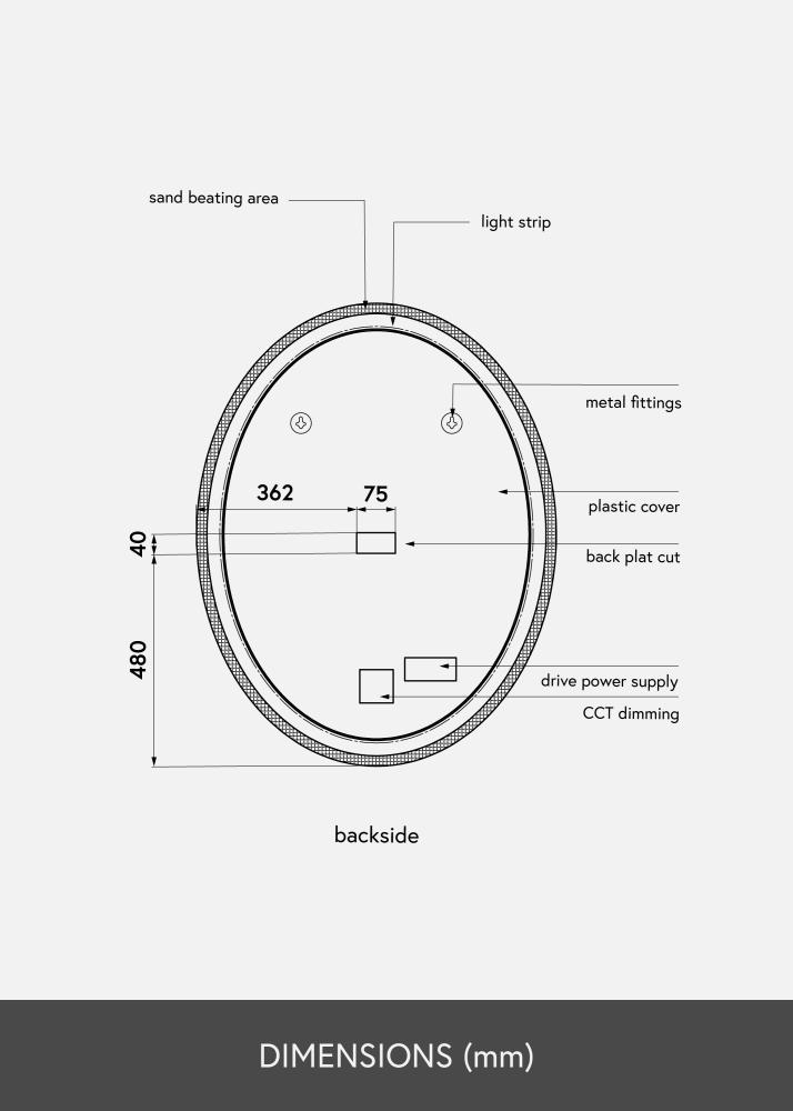 KAILA Specchio Ovale LED 80x100 cm