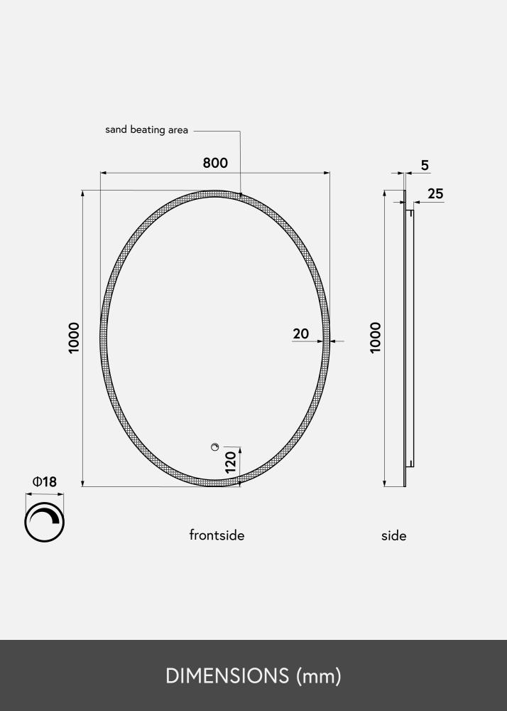 KAILA Specchio Ovale LED 80x100 cm