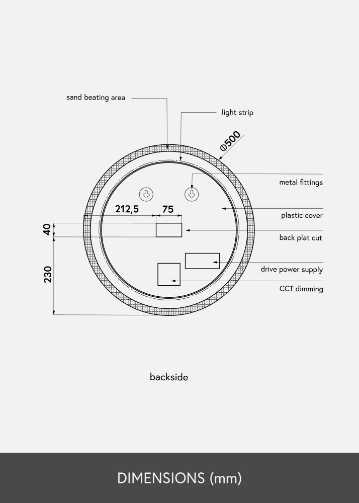 KAILA Specchio Frost LED 50 cm Ø