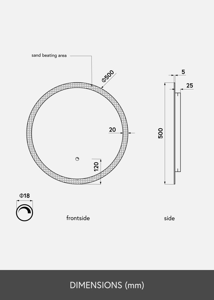 KAILA Specchio Frost LED 50 cm Ø