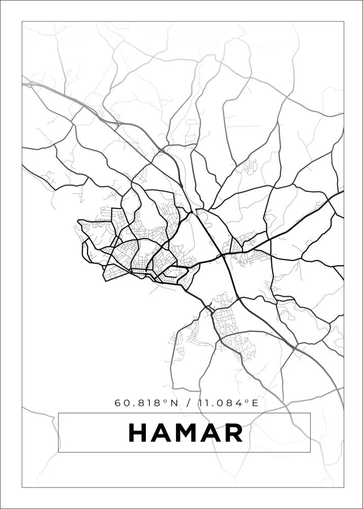 Mappa - Hamar - Poster bianco