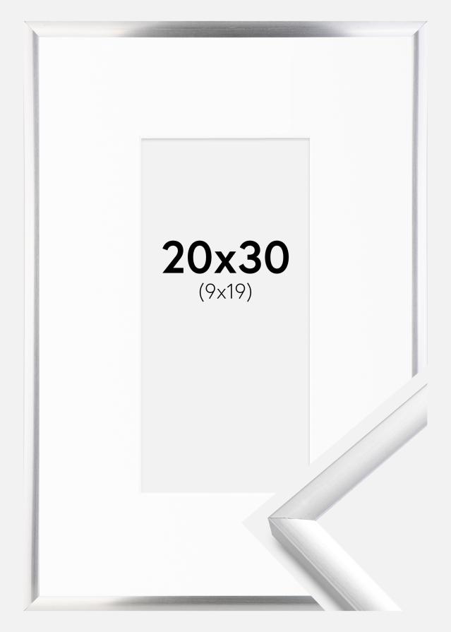 Cornice New Lifestyle Argento 20x30 cm - Passe-partout Bianco 10x20 cm