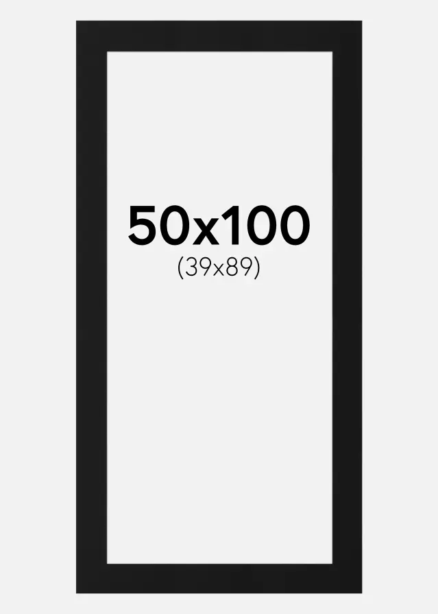 Passe-partout Nero Standard (Bordo interno bianco) 50x100 cm (39x89)