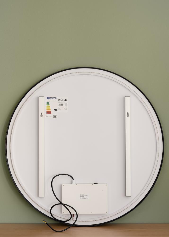 KAILA Specchio Circle LED Nero 80 cm Ø
