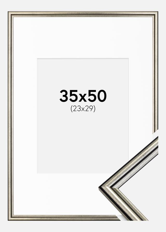 Cornice Horndal Argento 35x50 cm - Passe-partout Bianco 24x30 cm