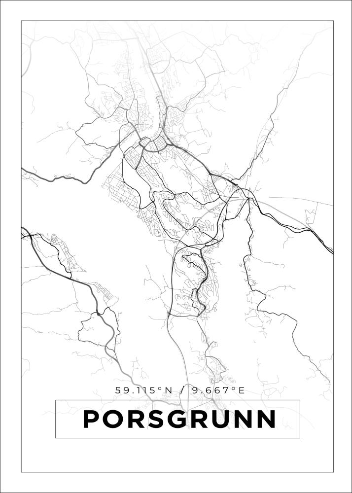 Mappa - Porsgrunn - Poster bianco