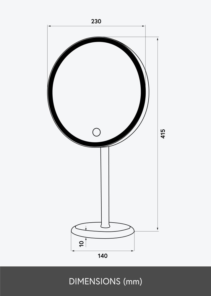 KAILA Specchio per trucco Pillar LED Magnifying 20 cm Ø