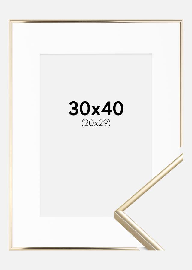 Cornice Visby Finitura brillante Oro 30x40 cm - Passe-partout Bianco 21x30 cm