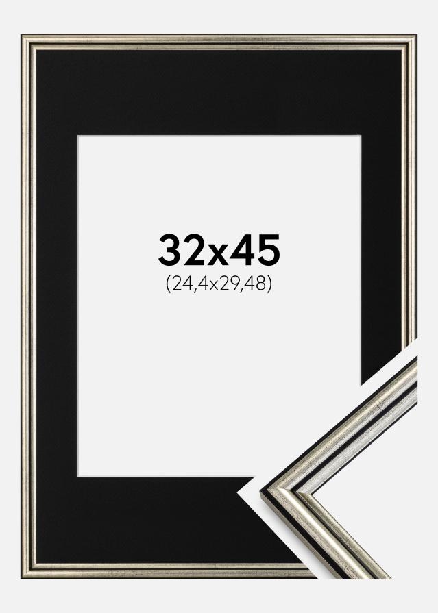 Cornice Horndal Argento 32x45 cm - Passe-partout Nero 10x12 inches
