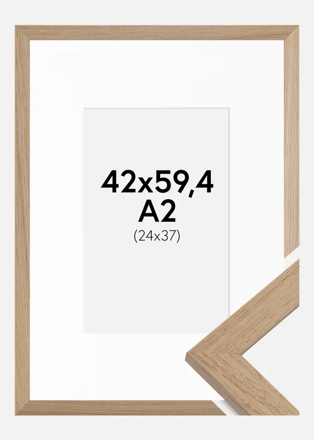 Cornice Trendline Rovere 42x59,4 cm (A2) - Passe-partout Bianco 25x38 cm