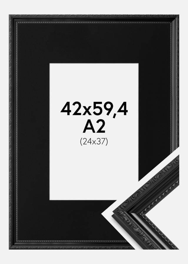 Cornice Abisko Nero 42x59,4 cm (A2) - Passe-partout Nero 25x38 cm