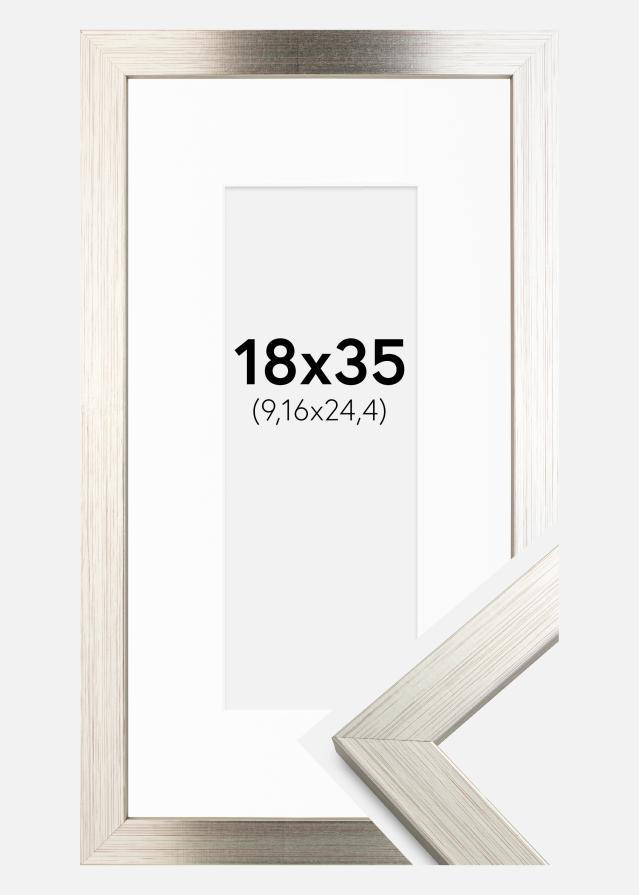 Cornice Silver Wood 18x35 cm - Passe-partout Bianco 4x10 inches