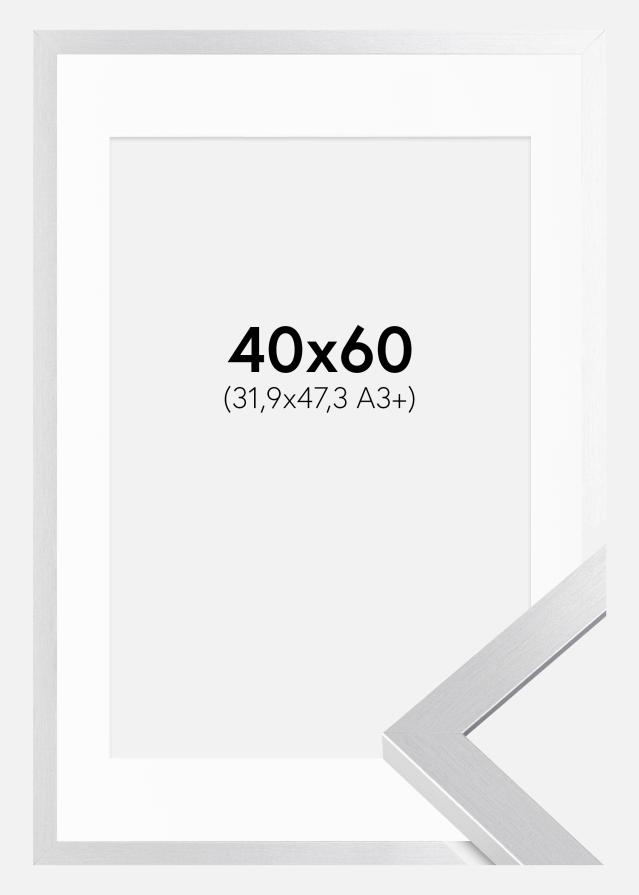 Cornice Selection Argento 40x60 cm - Passe-partout Bianco 32,9x48,3 cm (A3+)