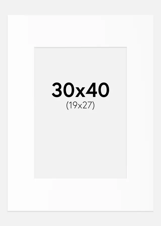 Passe-partout Bianco Standard (Bordo interno bianco) 30x40 cm (19x27)