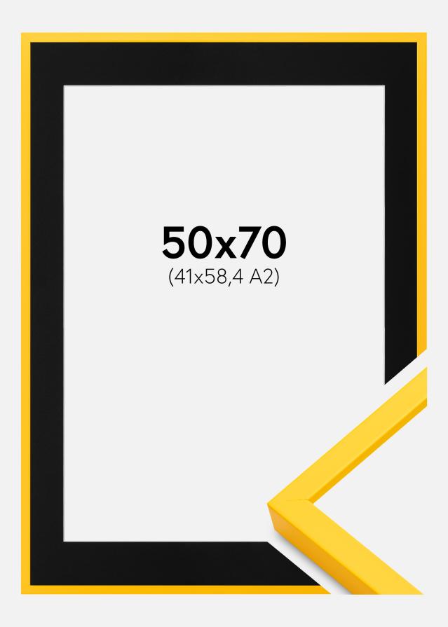 Cornice E-Line Giallo 50x70 cm - Passe-partout Nero 42x59,4 cm (A2)