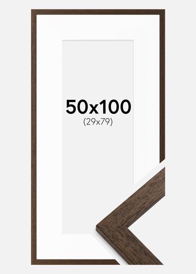 Cornice Brown Wood 50x100 cm - Passe-partout Bianco 30x80 cm