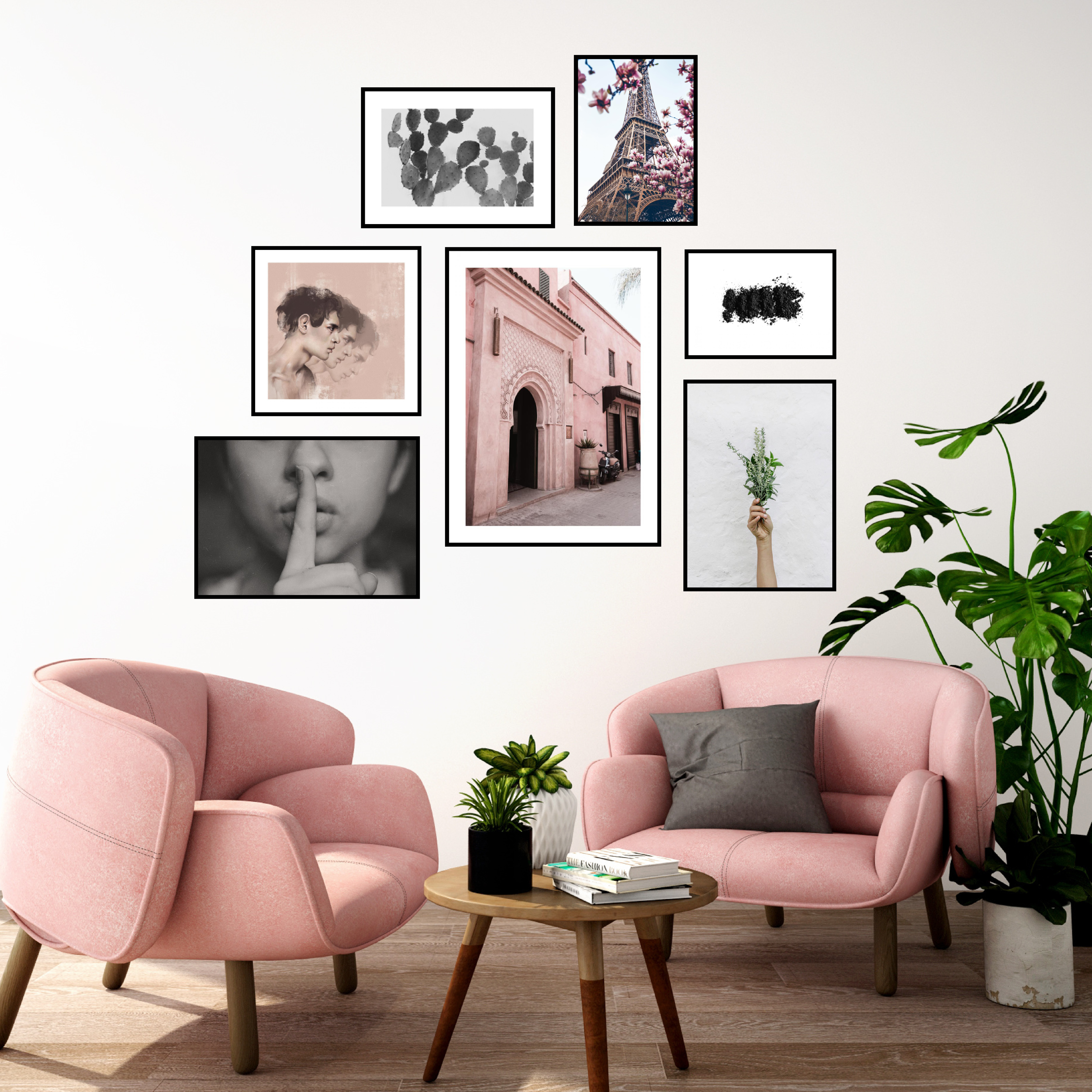 Parete di quadri bordi irregolari