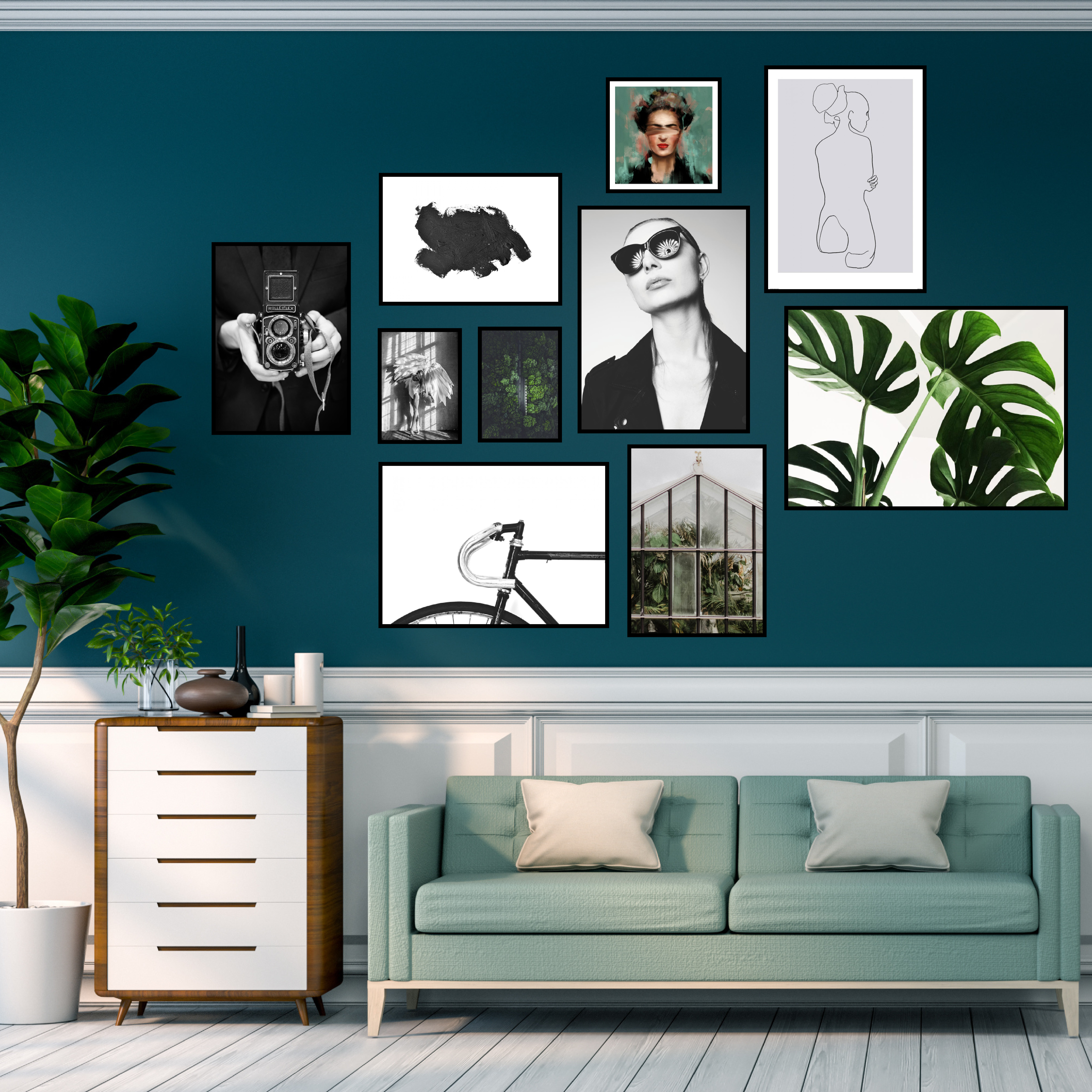 Parete di quadri caos organizzato