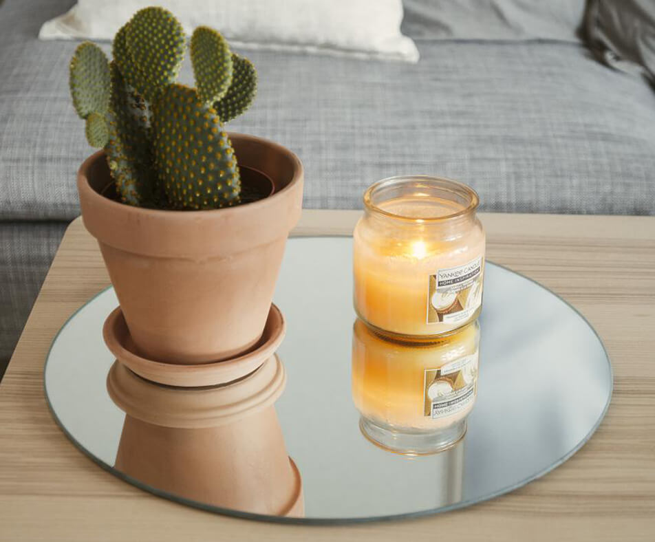 Vassoio a specchio - specchio rotondo come vassoio per candele