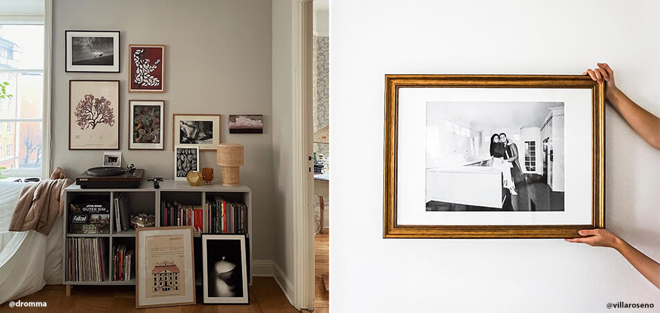 Varie cornici in soggiorno