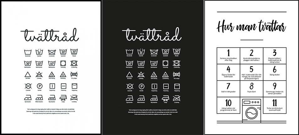 Poster per lavanderia / Poster con simboli del bucato