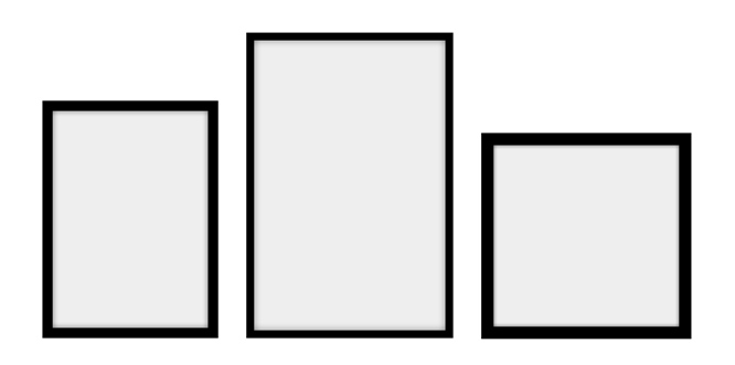 Parete di quadri con 3 immagini