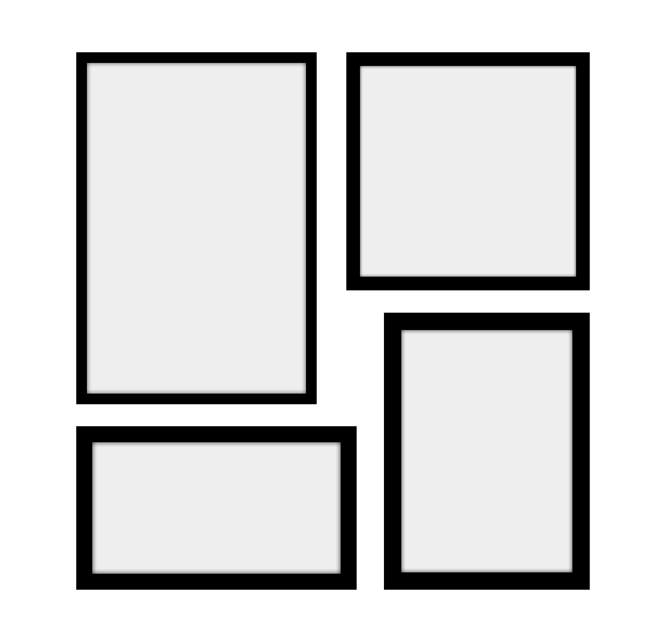 Parete di quadri con 4 immagini allineate